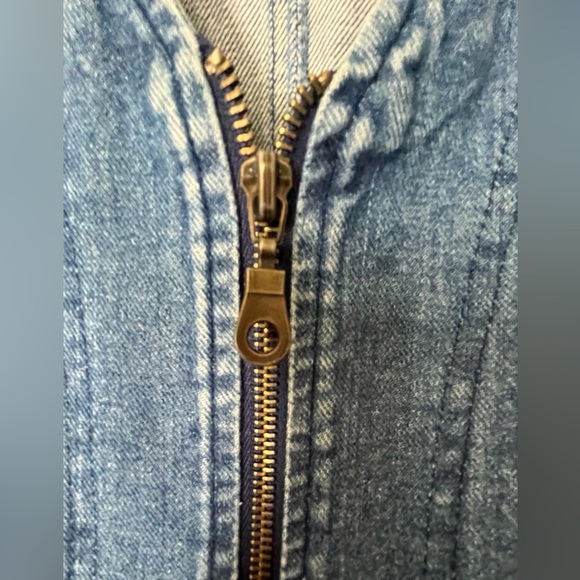 80s Mini Zip Up Denim Dress 4P - Picture 10 of 15